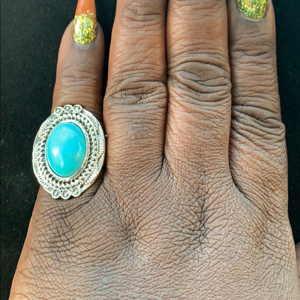 Tumbling Tumbleweed Blue Ring 2pc Set